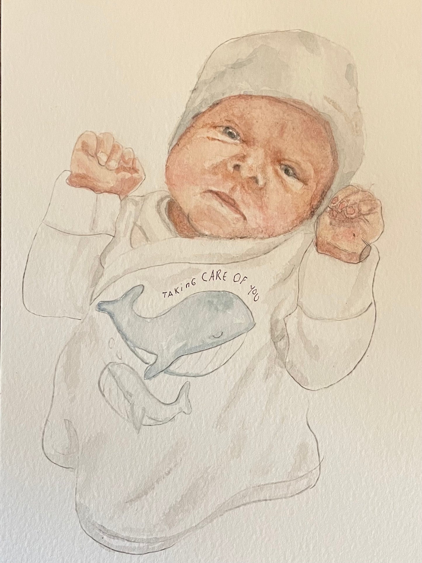 Aquarel van de eerste foto